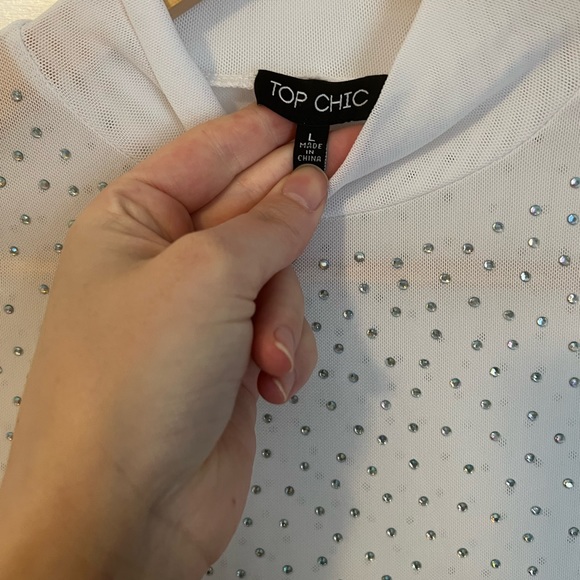 Honey: White sheer rhinestone bodysuit - Picture 3 of 5